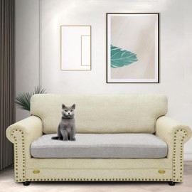 CHELZEN Sofa Seat Cushion Cover, Highly Elastic Seat Cover, Stretch Sofa Seat Cover, Protective Sofa Cover, L-shaped Corner Sofas for Living Room (2 Seater, Silver Grey)