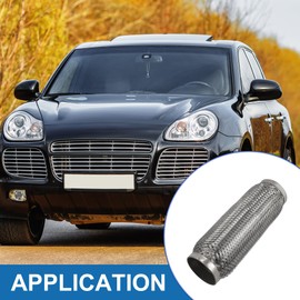 A ABSOPRO Car Exhaust Flex Pipe 2.56"x9"x9.65" Stainless Steel Silver Tone