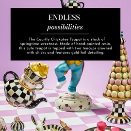 MACKENZIE-CHILDS Courtly Chickatee Teapot, Cute Tea Kettle and Chick Spring Decor