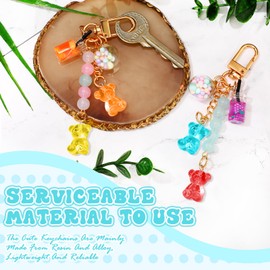 Ecally Cute Resin Bear Keychain Macaron Bear Keychains Candy Pendant Jewelry Gift Bag Key Ring Accessories for Girls Women (Orange Yellow, Blue Pink)