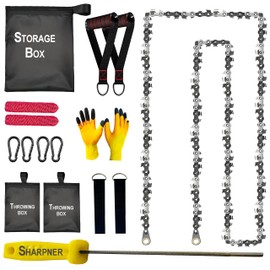 55 Inch High Limb Rope Saw – Dual Sided Pocket Chainsaw with 70 Sharp Teeth 360° – Rope Tree Saw High Limb Tool with Storage Box for Outdoor Adventures