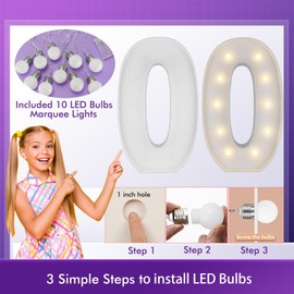 3FT Light Up Numbers Pre-Cut Frame Giant Marquee Numbers 0, Mosaic Numbers for Balloons, 20th 30th 40th 50th 60th Birthday Anniversary Decorations Party Decor