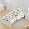 DJDEA Toddler Duvet Cover Set 120x150cm, Dinosaur Pattern Print Duvet