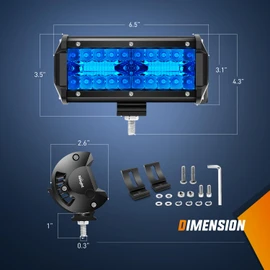 Nilight 6.5 inch LED Light Pod Blue Triple Row 2PCS 120W Flood Spot Combo Driving Fog Lights Fishing Hunting Emergency Safety Signal Deck Trailer Lighting for UTV Pick-up Van Boat Tractor