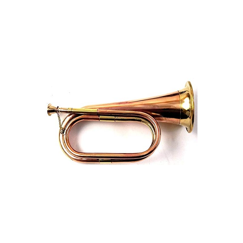 Handmade Full Size Pure Brass Bugle To Play Brown