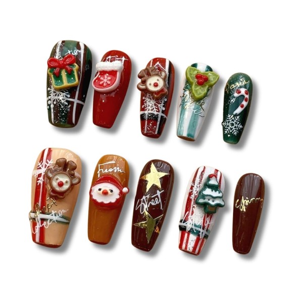 TrendTastic 10Pcs Christmas Nail Charms Glitter Snowflake Nail Art Charms