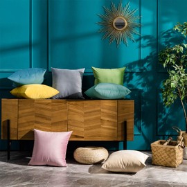 JUSPURBET Decorative Velvet Throw Pillows Covers for Couch Bed Sofa,Pack of 2 Soild Soft Cushion Cases,24x24 Inches,Yellow