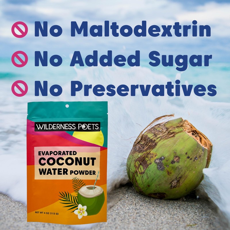 Wilderness Poets, 100% Evaporated Coconut Water Powder - No Maltodextrin,