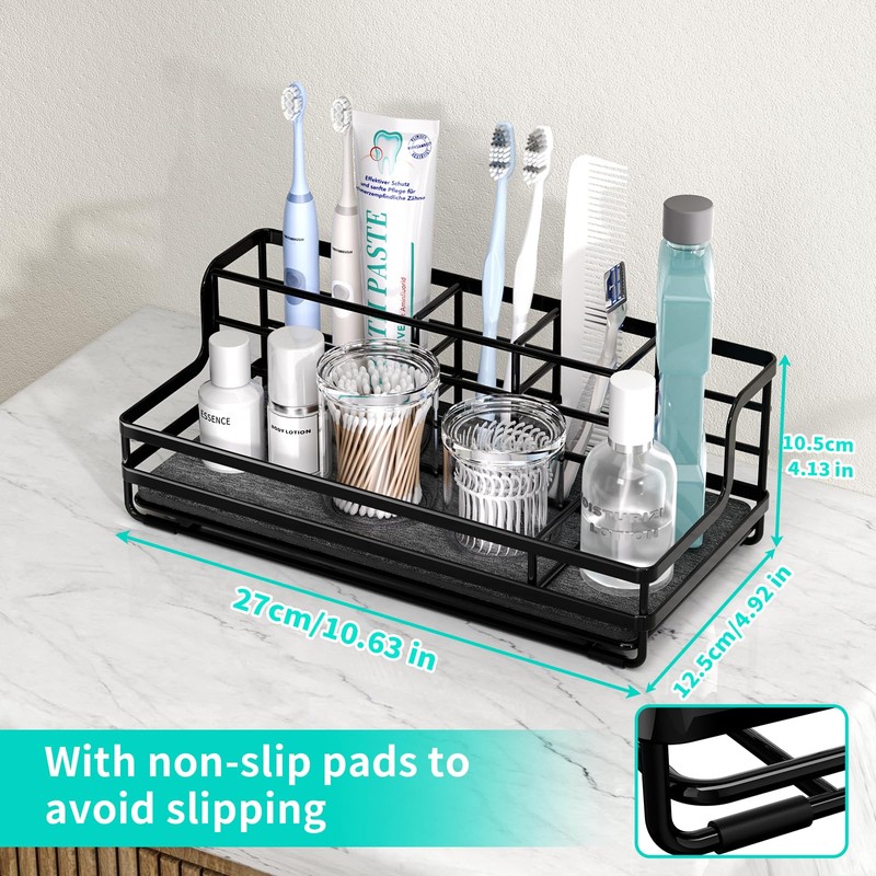 HapiRm Toothbrush Holders for Bathroom - 5 Partitions Bathroom Counter