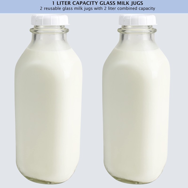 The Dairy Shoppe 1 Ltr. (33.8 oz.) Glass Milk Bottle