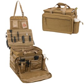 SCAVATA Patrol Bag Law Enforcement, Police Gear Car Front Seat Vehicle Organizer Bags with MOLLE System, Police Officer Duty Backpack, Multiple Storage Pockets Space, Khaki, Green, Large, Tactical