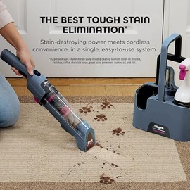 Shark StainForce Cordless Portable Spot, Stain, & Odor Remover System for Carpets, Area Rugs, Upholstery, Stairs, with Storage Caddy, Accessories, and Full-Size Cleaning Solution, HX105 (Renewed)