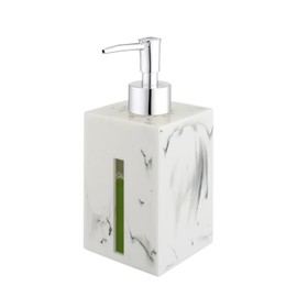 Simcat Hand Soap Dispenser, 17.5OZ Marble Resin Lotion Dispenser for Bathroom Countertop with Pump, Dishwashing Soap Dispenser for Kitchen Sink, Farmhouse Home Decor (White)