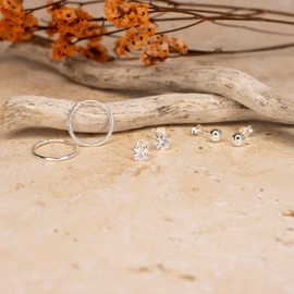 Tuscany Silver Women's Sterling Silver Ball/Cubic Zirconia/Hoop 3 Earrings Set