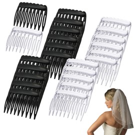 French Hair Comb - Side Hair Combs French Comb - Black And Clear Decorative Hair Combs, Hair Comb Clip for Wedding Veils, Daily Hairstyles, Weddings, Proms, Parties