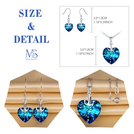 MICSAVI Anchor Necklace and Earrings Set for Women Heart with Crystals Necklace and Earrings for Women Allergy Free Pendant Jewellery Set, Stone Sterling Silver Stone Sterling Silver Crystal zirconia, Crystal