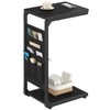 Vovonusy Narrow C-Shaped End Table, Small Side Table for Couch
