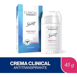 Desodorante Mujer SECRET, Clinical con Ácido Hialurónico, Crema Suave, Powder Protect Cotton, 45 GR