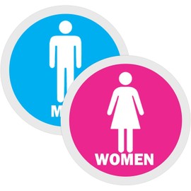 7 Inch Men Women Toilet Decals Restroom Commercial Stickers Blue Men Pink Women Bathroom Door Signs Stickers Washroom WC Sign for Business,Restaurants,Offices 2 Pcs