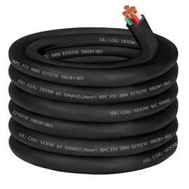 10/4 Wire 10AWG SJOOW Wire 10 Gauge,10/4 Portable Power Cable 10 Gauge 4 Conductor Electric Cable SJOOW Cord for NEMA 14-30amp Generator,Welder,Portable Light,Car Charger,Motor Lead Outdoor Use-50ft