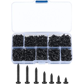 520pcs Self Tapping Screws Phillips Screws Black Carbon Steel Wood Screws Self Drilling Countersunk Screws for Plastic Wood Soft Metal