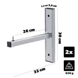 KADAX Ladder Wall Bracket, 2 Pack Wall Hooks for Garage and Workshop, Storage of Ladder on the Wall, Ladder Hooks Aluminium (Wall)