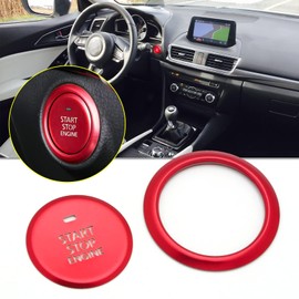 Xotic Tech Keyless Engine Push Start Button Surrounding Ring Trim Red Aluminum Alloy Compatible with Mazda 3 2020-up