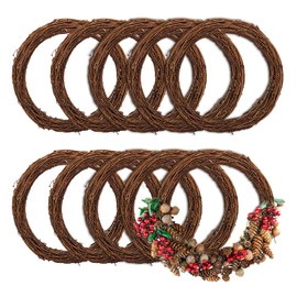 Geytetqi 10 PCS 8 Inch Natural Grapevine Wreaths, Beautiful Vine Branch Wreath for DIY Crafts and Christmas Decorations, Ideal for Outdoor and Indoor Use