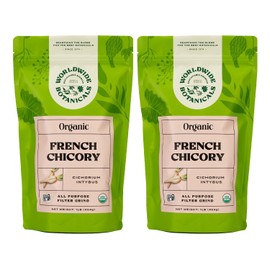 Worldwide Botanicals Organic French Chicory Root, 1 Pound - Brew Like Coffee, Blend Roasted Chicory Root With Coffee, Acid Free, Caffeine Free, Kosher, Pack of 2