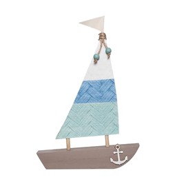 Beachcombers MDF Sail Boat Figurine, 9-inch Length, Tabletop Decoration (Light Blue), B26127