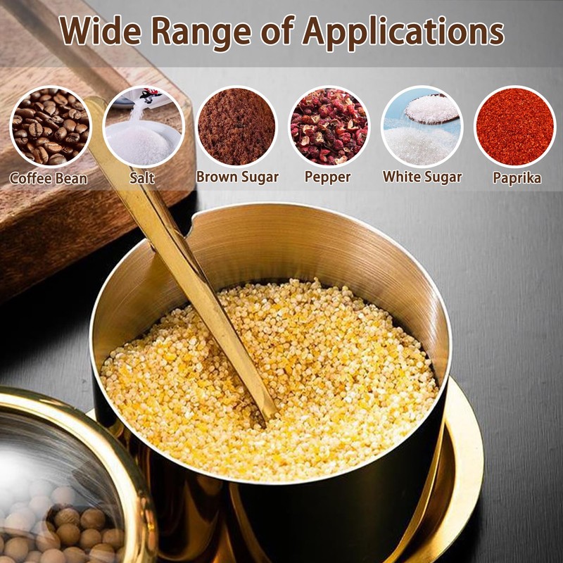 10.5oz Gold Stainless Steel Sugar Bowl with Lid and Spoon,