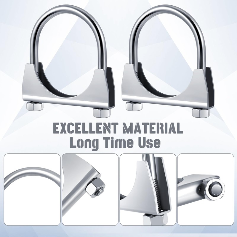 Datanly 4 Pcs 2-1/2" Exhaust Clamp Heavy Duty U-bolt Exhaust