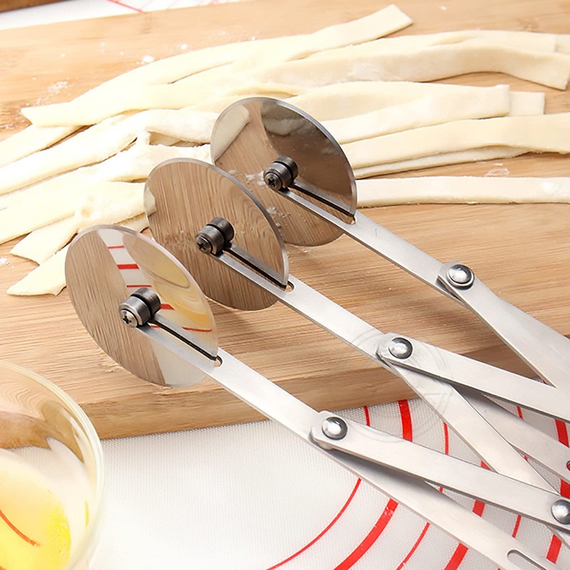 Dadamong 3 Wheel Pastry Cutter with Handle, Stainless Steel Dough