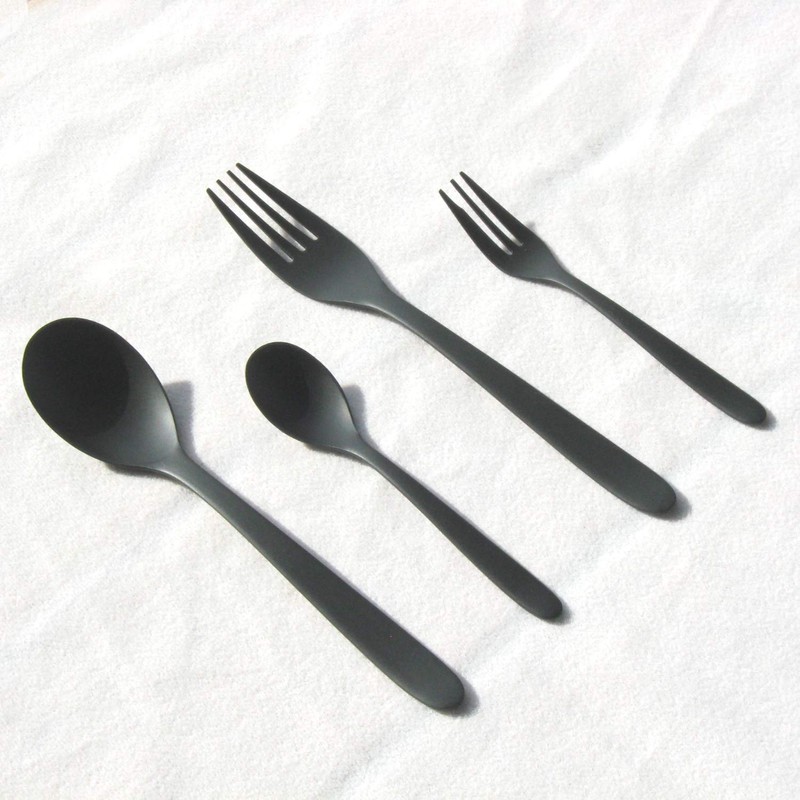 Nagao Festan Dinner Cutlery Set, 4 Pieces, Black, 18-8 Stainless