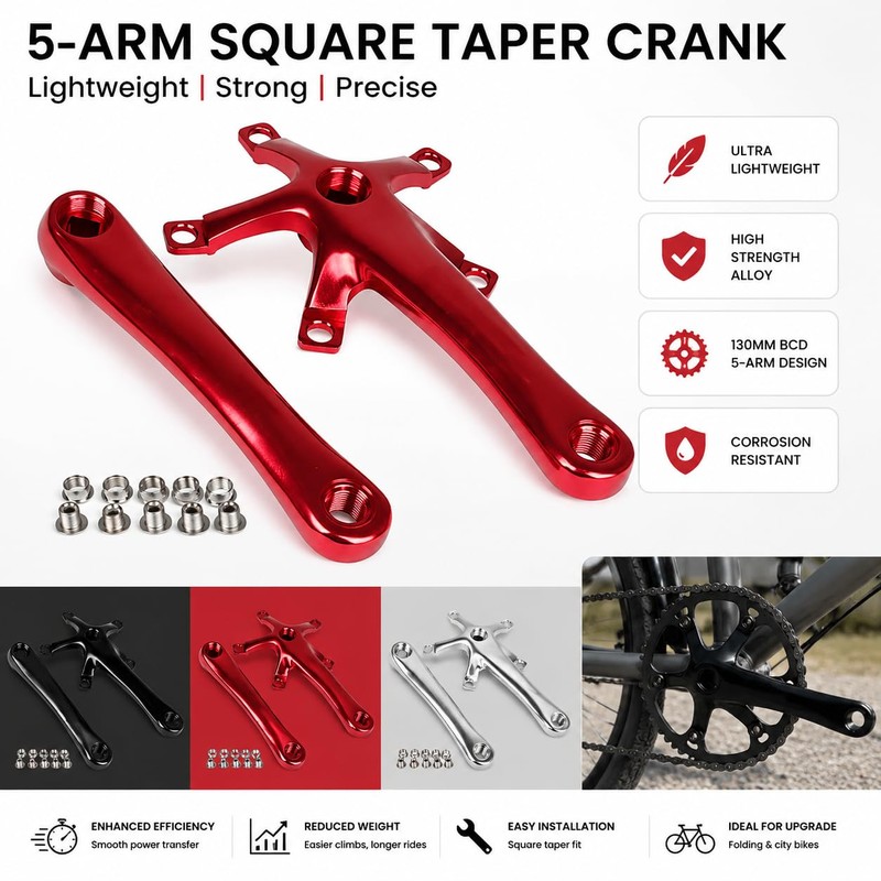 FREERDNG for Litepro Folding Bike Crankset Ultra-Light Square Crank 170MM