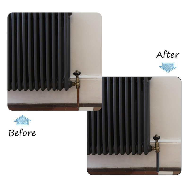 200mm x 15mm Radiator Pipe Covers Black- Pipe Covers- Radiator