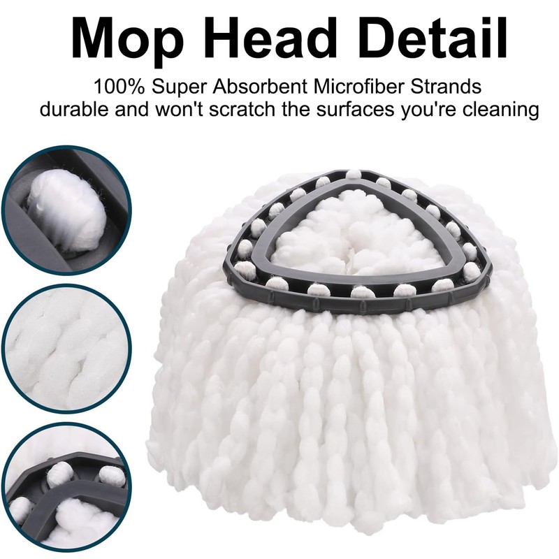4 Pack Spin Mop Replacement Head with 1 Rotating Mop