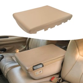 KBH Center Console Armrest Cover Replacement for Dodge Ram 1994-2001, Vinyl Leather Arm Rest Lid Upholstery, Anti-Scratch, Camel Tan (Fits 19"x15" Jump Seat Console Only)