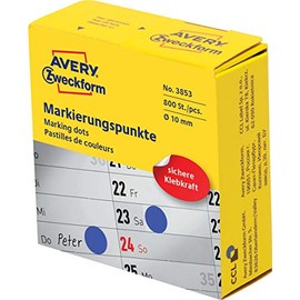 Avery Zweckform 3853 Coding Dots 10 mm 1 Roll/Pack of 800 Blue