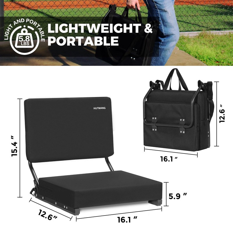 HUTMANG Chair - Stadium Seat with Back Support, Padded Foam