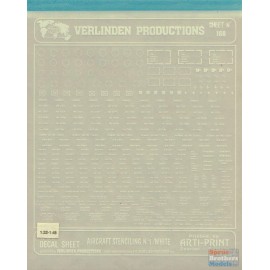 Verlinden VER0166 1:32-1:48 Verlinden Dry Transfer - Aircraft Stencilling No.1 (White)