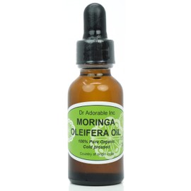1 Fl Oz Moringa OLEIFERA Oil by DR.ADORABLE 100% Pure Organic Cold Pressed in Amber Glass Bottle with Glass Dropper