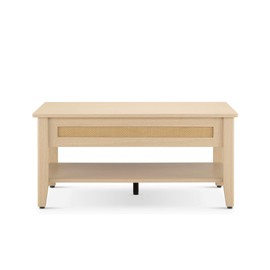 INK+IVY Coffee Table for Living Room Farmhouse Lift-Top Coffee Table with Storage, Rattan Accent, Modern Minimalist Décor Small Wood Table for Apartment, Home Office, Lennox, 34.5" W, Natural