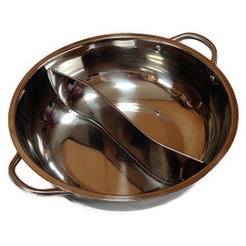 Axel IH Compatible, Luxurious, 2-Color Pot, Stainless Steel Partition Pot, Two-Handed Pot, 11.8 inches (30 cm), Compatible with Gas Fire