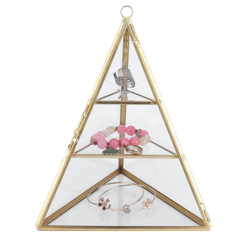 Jewelry Storage Rack Pyramid Shape 3 Layers Decorative Display Stand