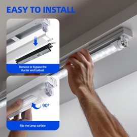 Barrina T8 LED Bulbs 4 Foot Type B, 24W, 3200LM, 6000K Bright Light, G13, Double End Powered, Ballast Bypass, 4FT LED Fluorescent Replacement, T8 T10 T12 LED Replacement, Clear Cover, 25 Packs