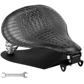 DgNeLai Motorcycle Solo Drive Seat Black Crocodile Leather Bobber Cushion with Mounting Seatbase Spring Bracket Kit Replacement for Harley Davidson Sportster XL 1200 883 48 Chopper Custom