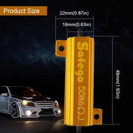 Safego 2-Pieces 50W 3Ohm LED Load Resistors - LED Load Resistors for LED Turn Signal Lights or LED License Plate Lights or DRL, Fix Hyper Flash Error