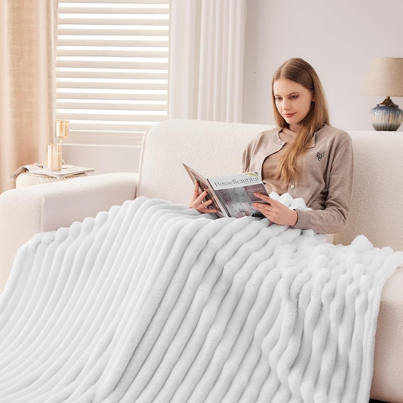 Wajade Fluffy Fleece Blanket Faux Fur Bed Throw Super Soft