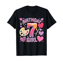Birthday Girl 7 Year Old Art Painting Party 7th Birthday T-Shirt
